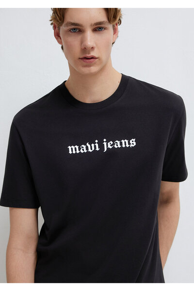Mavi Jeans Baskılı Siyah Tişört Loose Fit / Bol Rahat Kesim 0613201-900