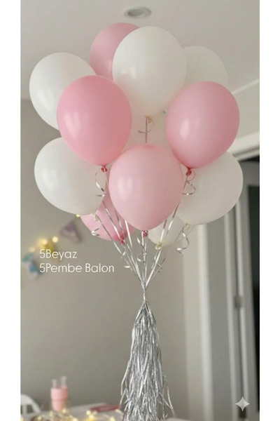 Acar Süs Pembe-Beyaz(10'lu Set) Şık Düz Balon Süsleme Konsepti