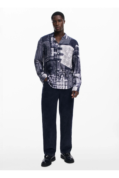 Desigual Siyah Erkek Regular Fit Chino Pantolon 25WMPW15_PANT_B WASHED CORDUROY
