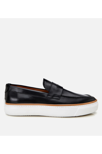 Hotiç Men's Leather Black Ultra Light Sole Stylish Casual Loafer