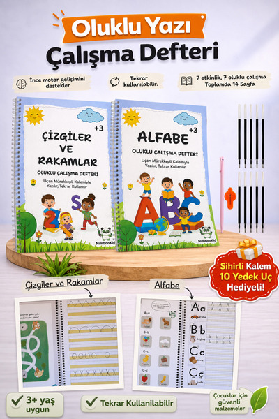 Nimbookid Sihirli Kalemli Oluklu Yazmayı Kolayca Öğreten Kitap (Kabartmalı) A...