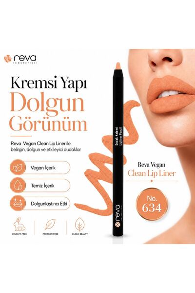 REVA Vegan Clean Lip Liner – Creamy Texture Plumping Lip Liner No:634