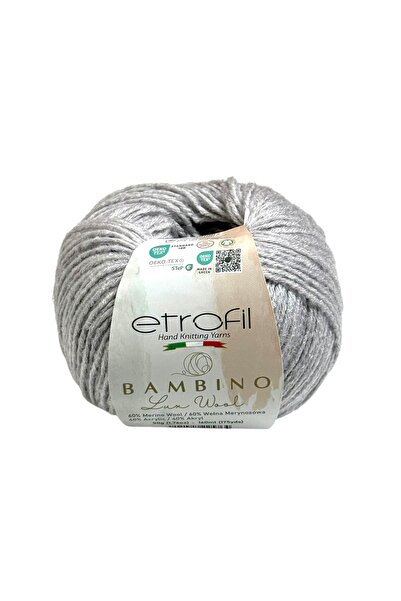 Etrofil Bambino Lux Açık Gri Yumuşak Örgü İpi %60 Merino Yünü %40 Akrilik 50g...