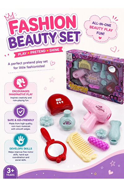 Premium Girls Beauty Salon Play Set – Hair Dryer & Makeup Toy Kit