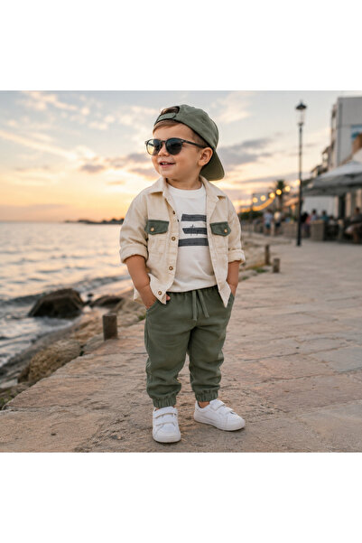 Bebelul Casual boys' set: shirt, T-shirt, and green pants Concept
