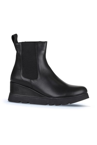 Bueno Shoes حذاء نسائي بكعب عريض من الجلد الأسود 01wz7200