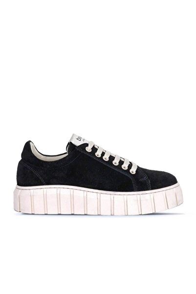 Bueno Shoes Pantofi sport de damă din piele intoarsa - Toc pane, negru, 01wt3401