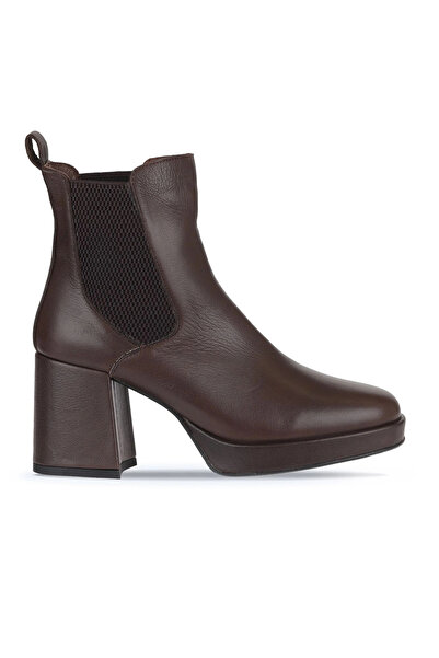Bueno Shoes Cizme cu toc de damă din piele maro 01wv8100