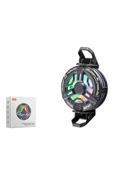 HADRON S38 Manyetik Klipsli Telefon Soğutucu Fan RGB Isı Göstergeli Siyah