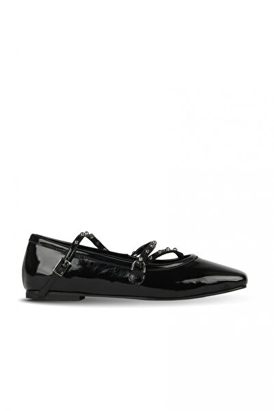 BUENO Shoes Black Patent Leather Women's Flat Shoes 39Wa2237