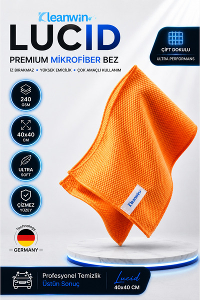 Kleanwin Lucid Mikrofiber Araba Cam Bezi 40x40 cm – Turuncu, İz Bırakmaz Cam ...