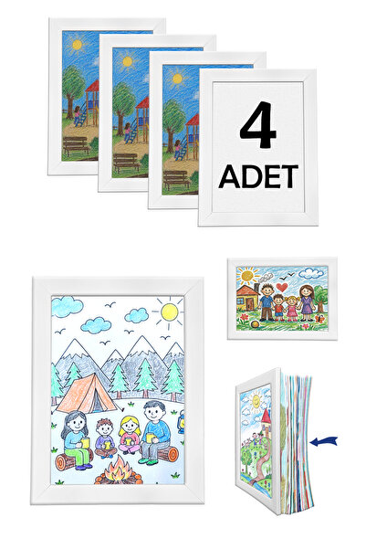 Premiore 4 Pcs A4 Children's Art Painting Frame, Not Folding Storage Picture ...