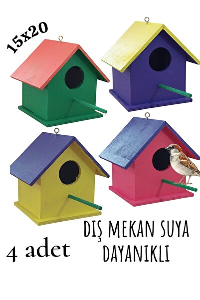 değerli hobi عش الطيور الخشبي في الهواء الطلق مقاوم للماء 4 قطع 15x15x20 سم