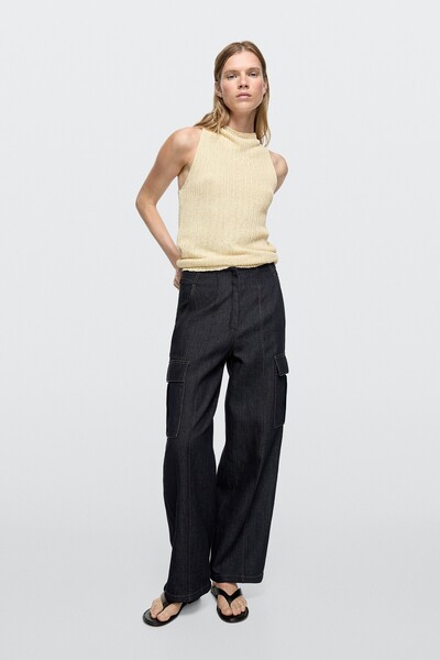 Massimo Dutti Keten karışımlı kargo jean