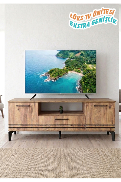 Zümra Ahşap Kapaklı 160 cm Tv Ünitesi Atlantik Çam