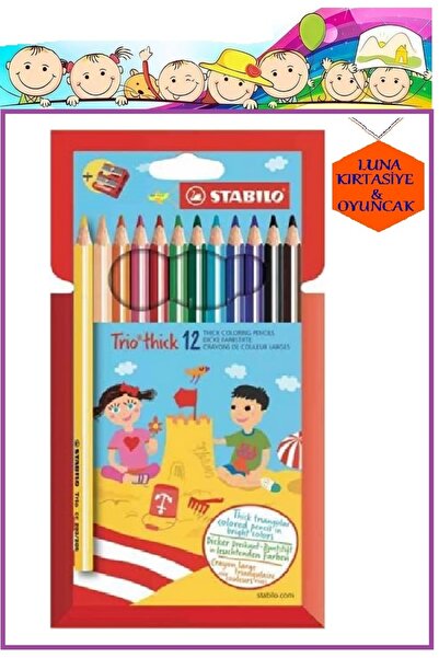Stabilo Trıo Thıck 12'li Kalın Kuruboya Kalem Kalemtraş Karton K
