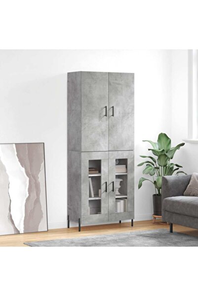 Concept Dulap înalt, gri beton, 69,5x34x180, lemn compozit