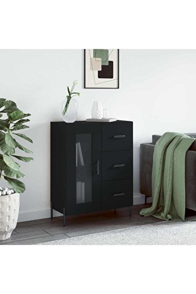 Concept Servantă, negru, 69,5x34x90 cm, lemn compozit