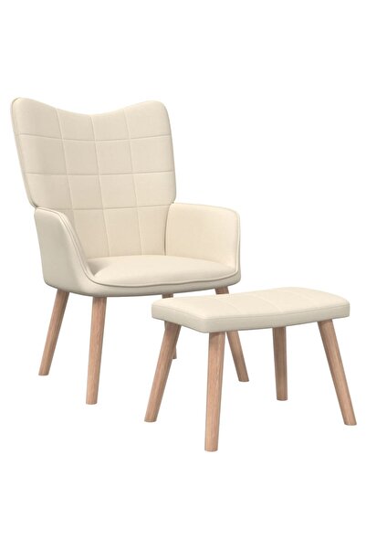 Concept Scaun de relaxare cu taburet, crem, textil