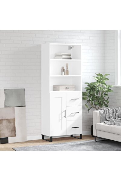 Concept Dulap înalt, alb, 69,5x34x180 cm, lemn compozit