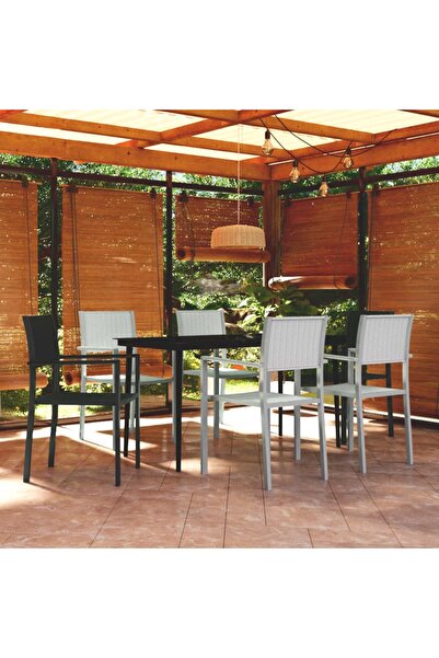 Concept Set mobilier pentru grădină, alb și negru, 7 piese