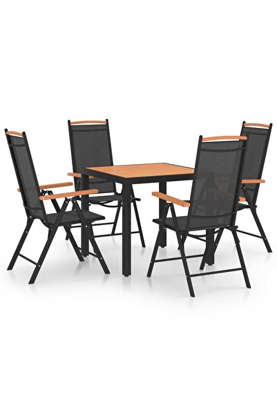 Concept Set de masă pentru grădină, 5 piese, negru, aluminiu