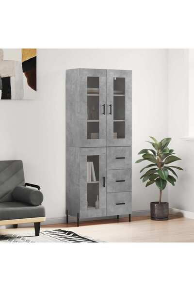 Concept Dulap înalt, gri beton, 69,5x34x180, lemn compozit