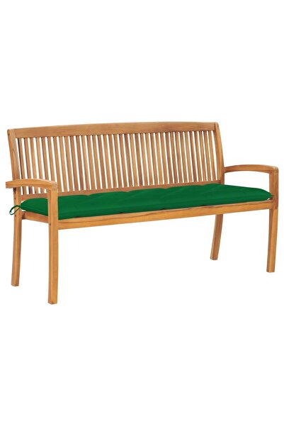 Concept Bancă de grădină stivuibilă cu pernă, 159 cm, lemn masiv tec