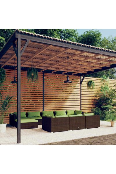 Concept Set mobilier de grădină cu perne, 10 piese, maro, poliratan