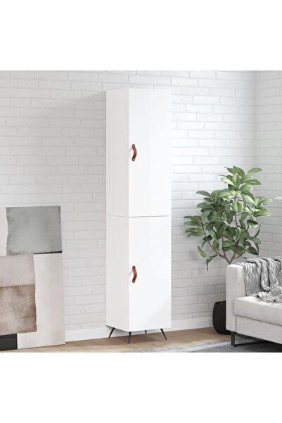 Concept Dulap înalt, alb extralucios, 34,5x34x180 cm, lemn prelucrat