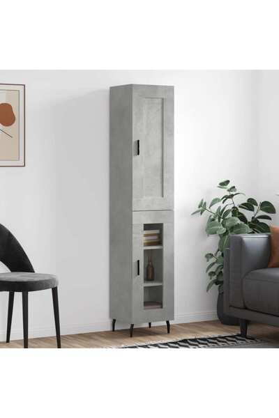 Concept Dulap înalt, gri beton, 34,5x34x180 cm, lemn prelucrat