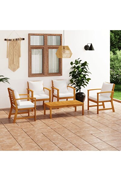 Concept Set mobilier de grădină cu perne, 5 piese, lemn masiv acacia