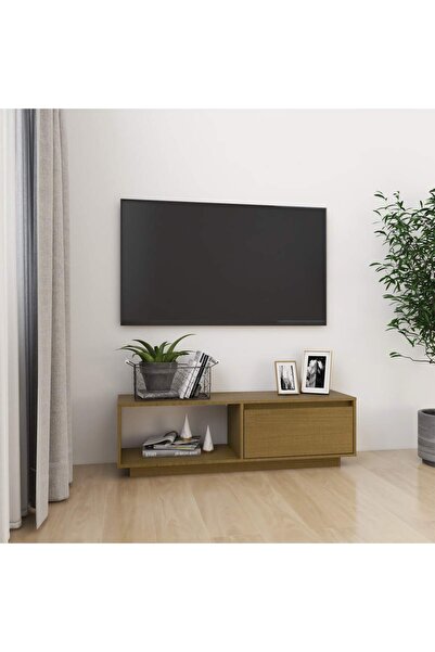Concept Comodă TV, maro miere, 110x30x33,5 cm, lemn masiv de pin