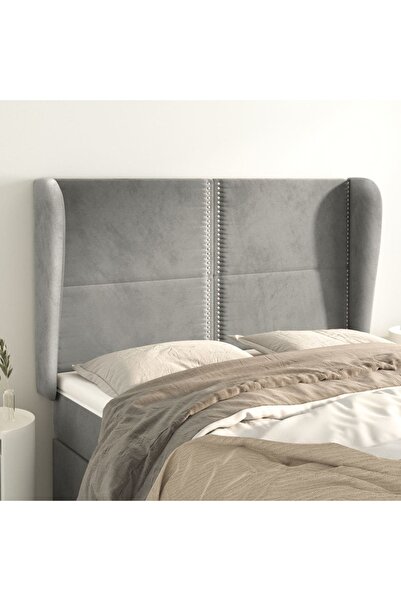Concept Tăblie de pat cu aripioare gri deschis 147x23x118/128cm catifea