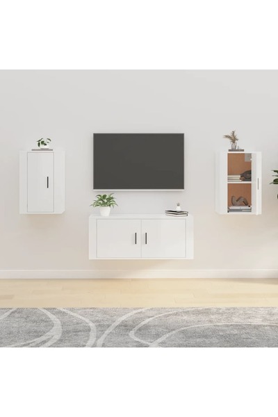 Concept Dulapuri TV montaj perete 2 buc. alb extralucios 40x34,5x60 cm