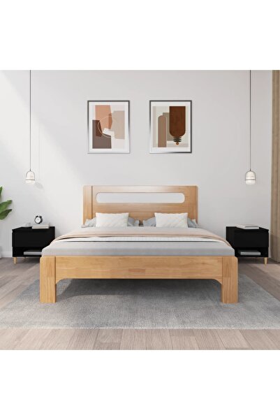 Concept Noptiere, 2 buc., negru, 50x46x50 cm, lemn prelucrat
