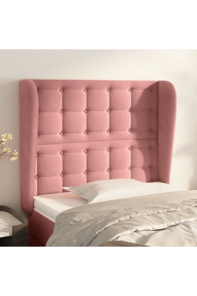 Concept Tăblie de pat cu aripioare, roz, 103x23x118/128 cm, catifea