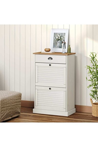 Concept Dulap de pantofi VIGO, 60x35x96 cm, alb, lemn masiv de pin