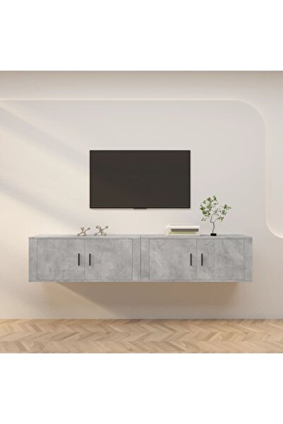 Concept Dulapuri TV montate pe perete, 2 buc., gri beton, 100x34,5x40cm