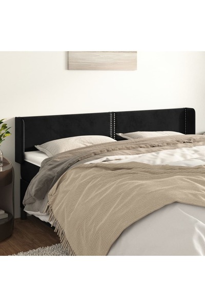 Concept Tăblie de pat cu aripioare negru 203x16x78/88 cm catifea