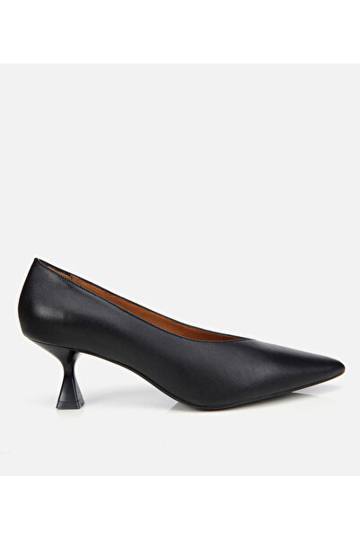 Hotiç Women's Leather Black Thin Heeled Stiletto