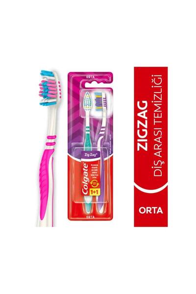 Colgate Curățare interdentară în zigzag Periuță de dinți medie 1+1