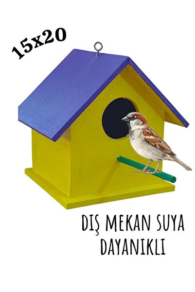 değerli hobi Wooden Bird Nest Outdoor Water Resistant 15x15x20 Cm