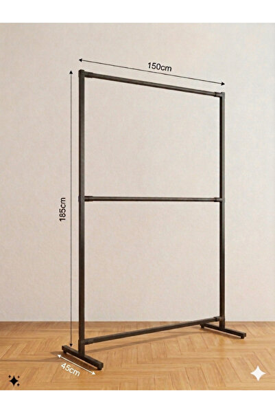 NovaLand Metal İki Katlı Konfeksiyon Ayaklı Elbise Askılık Sabit 185x150x45
