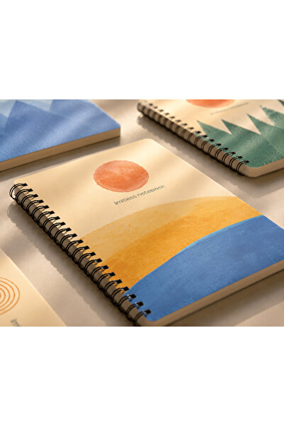 Apeirona Kareli Defter Seti | 4 Defter | Oval Köşeli | A5 | Çelik Spiralli | 90x4 - 360Sayfa