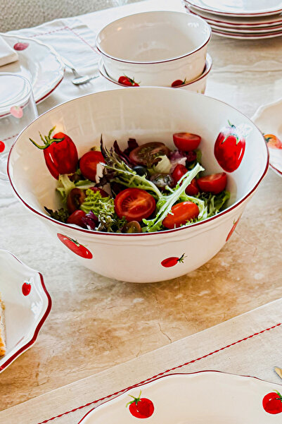 Rakle X Bengi Kurtcebe Pomodoro Stoneware Salad Bowl 25 cm