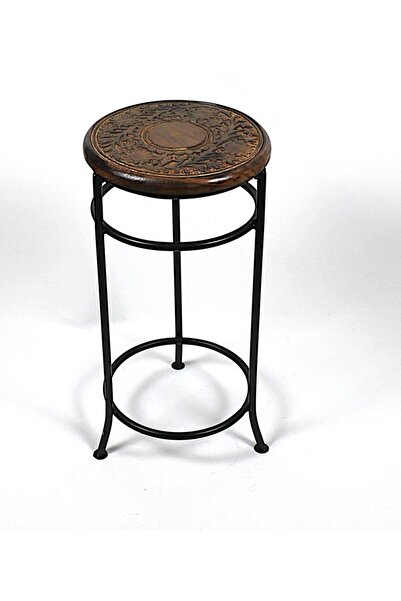 Otantik Çarşı Ahşap Yan Sehpa Çiçeklik 28x28x55 cm.