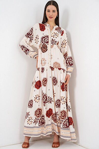 Hiccup Bdart Patterned V-Neck Maxi Dress