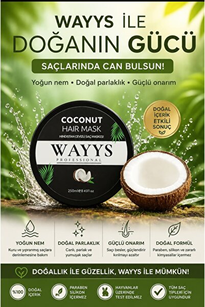 WAYYS قناع الشعر المقوي بجوز الهند
