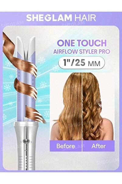 SHEGLAM HAIR One-Touch Airflow Styler Pro - 25mm Profesyonel Otomatik Dönüşlü...